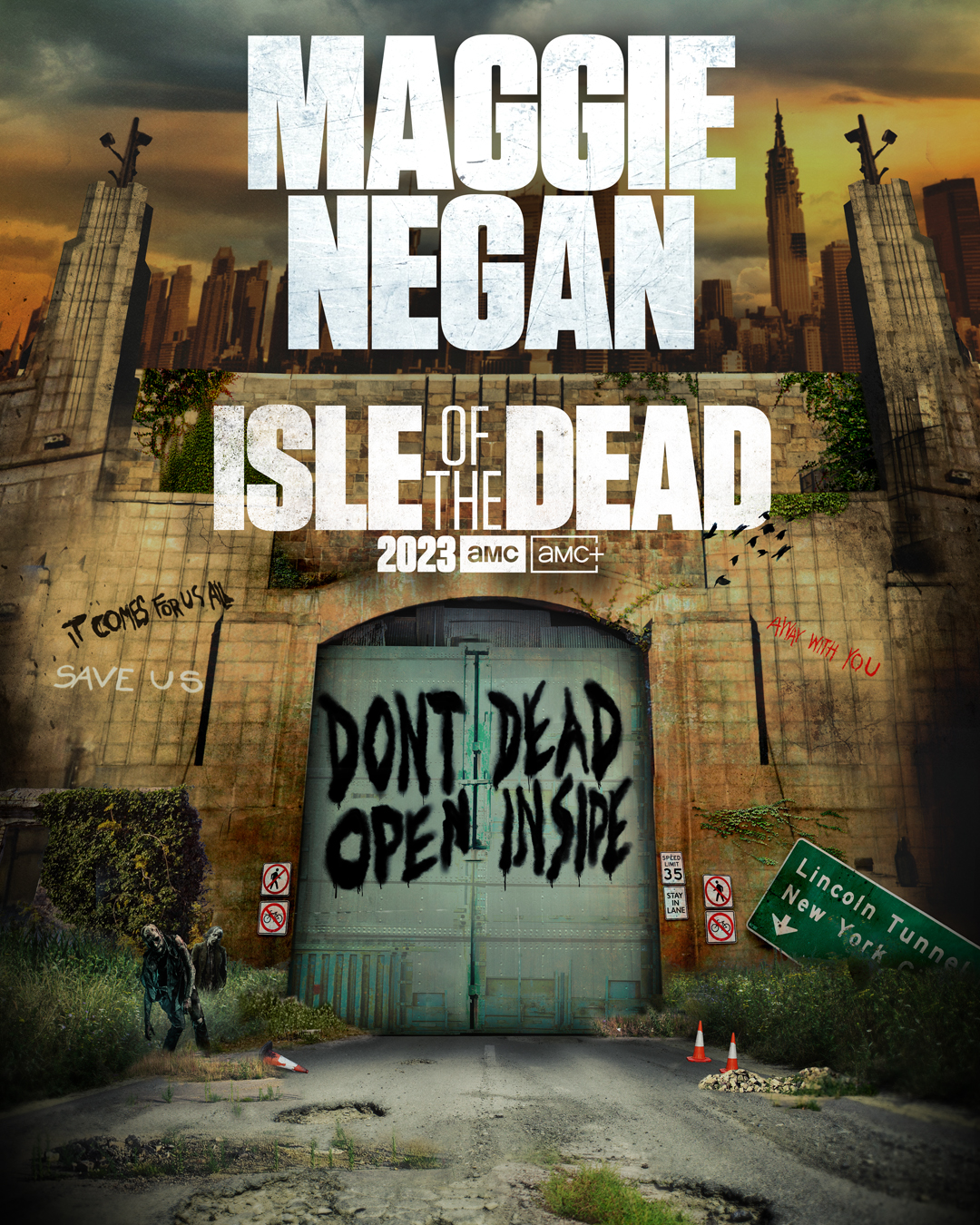 Maggie. Negan. Isle of the Dead. 2023 AMC AMC+