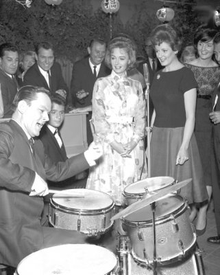 Donna Reed with Bob Crane playing Drums.jpg