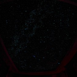 Theater ceiling In Dark showing Night Sky Mural