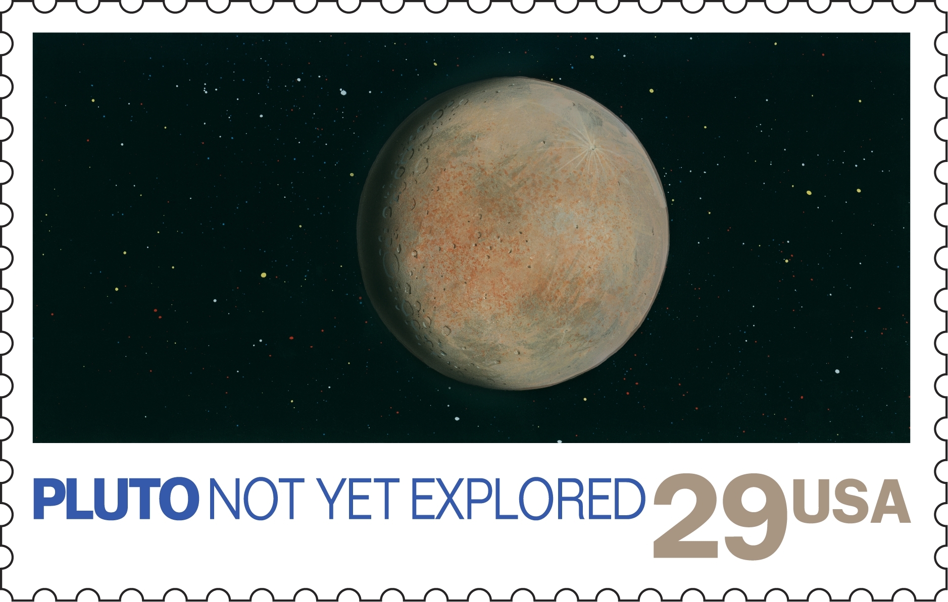 Pluto Not Yet Explored Postage Stamp