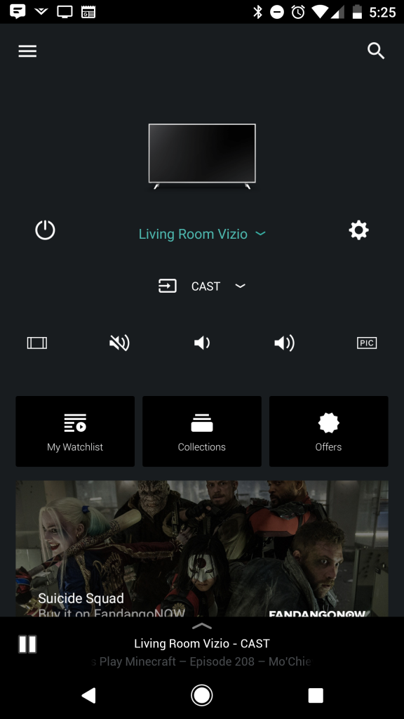 Vizio SmartCast App Home Screen