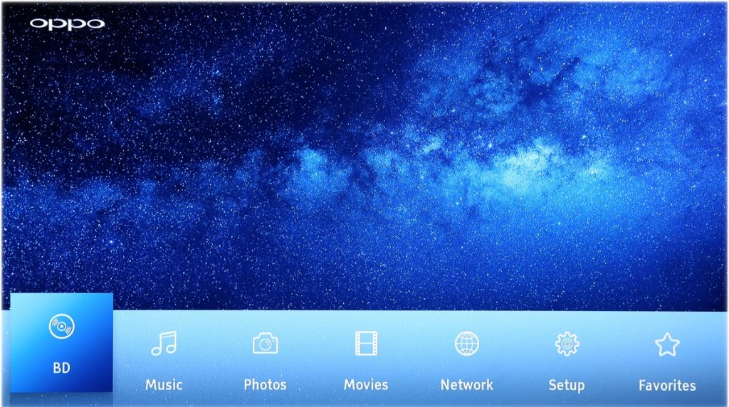 Oppo UDP-205 UHD Blu-ray Player Menu