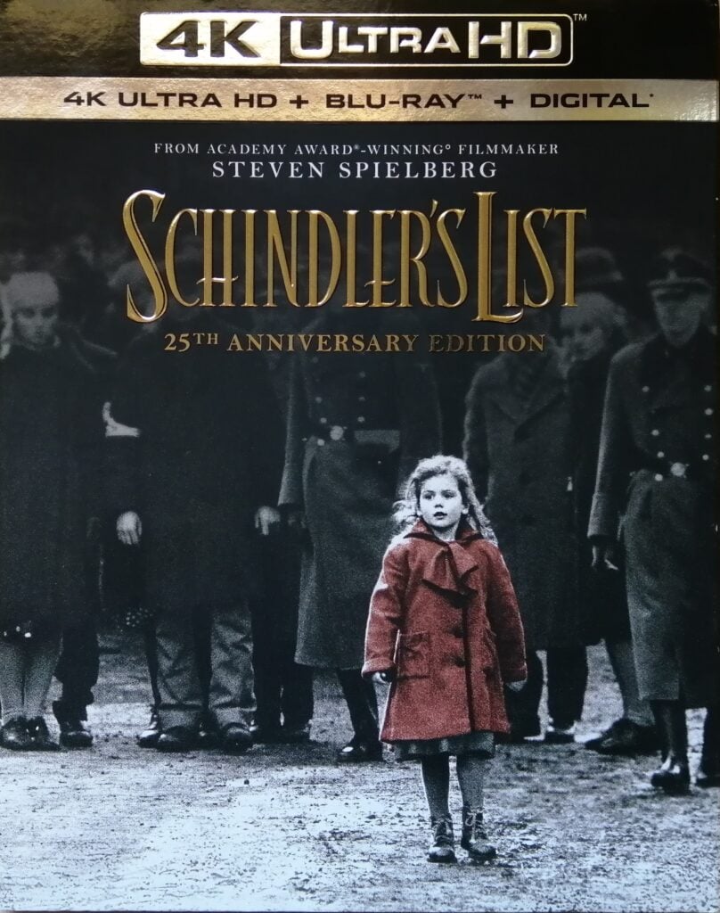 Schindler’s List blu ray 4k cover