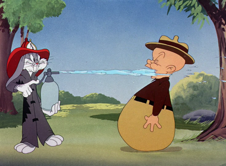 Looney Tunes Buggs Bunny Spraying Elmer Fudd