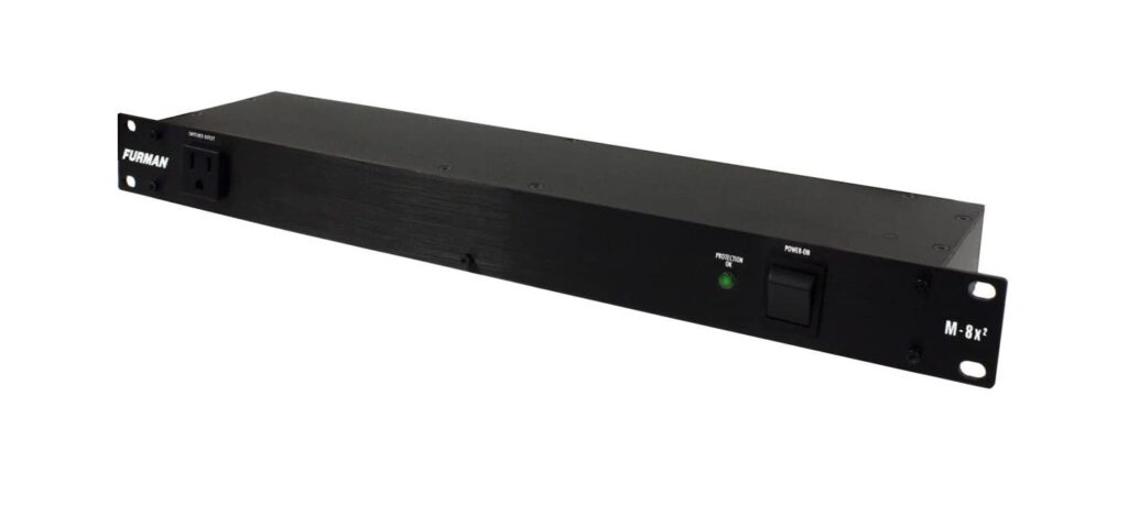 A tilted view of the Furman M-8X2 power conditioner.