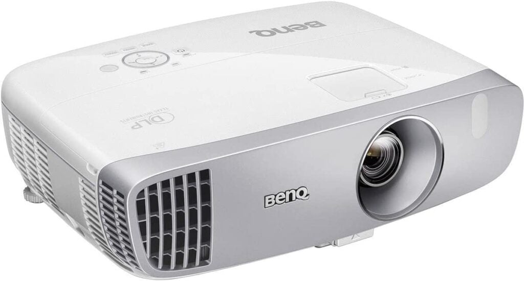 The BenQ HT2050A, one of the best home theater projectors for the budget audience, in a tilted view.
