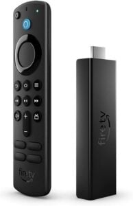 Fire Stick TV 4K MAX plugin and remote.
