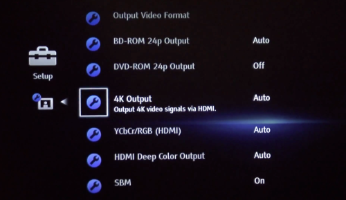 Video settings on blu ray player